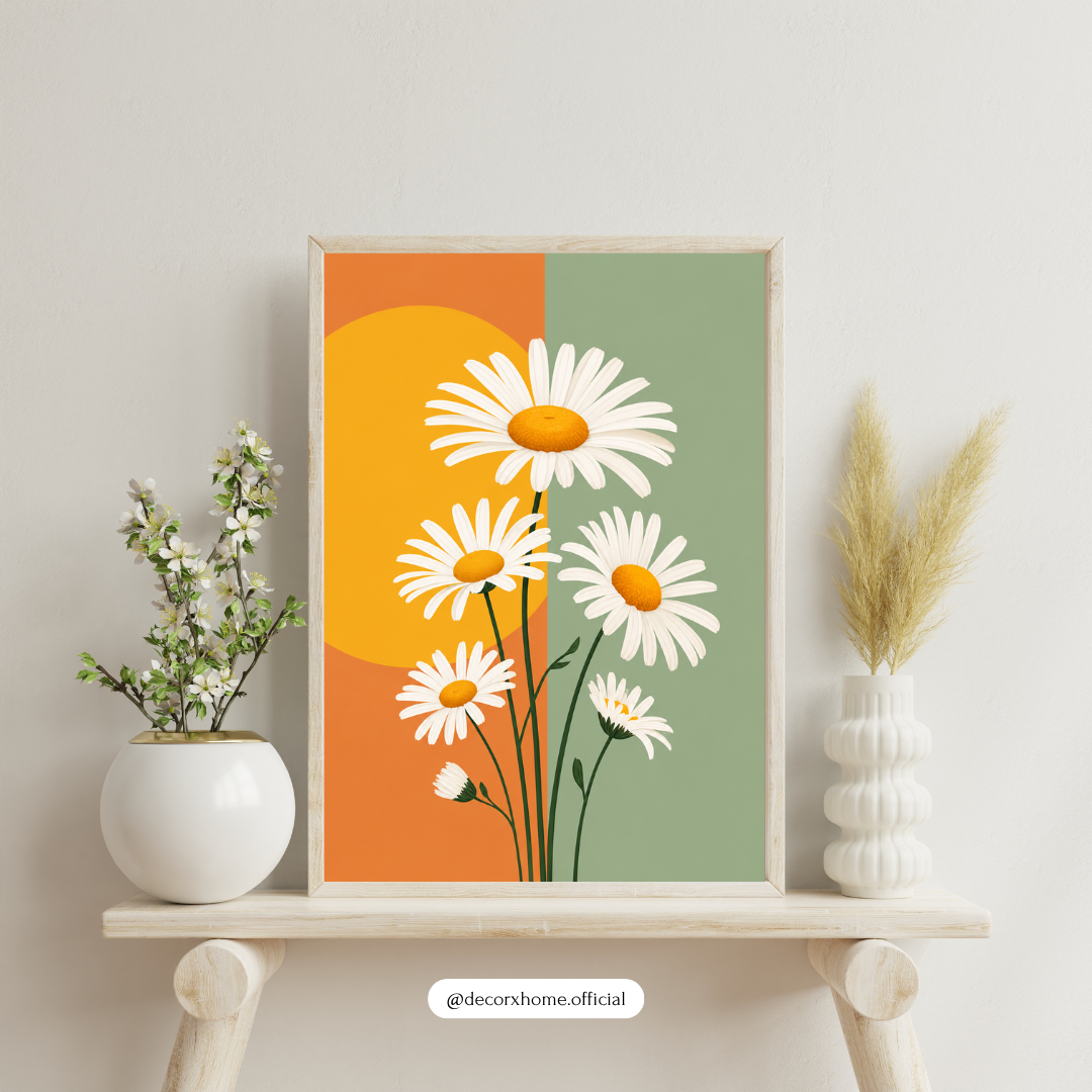 Minimal Daisy Bloom – Modern Floral Aesthetic Wall Art Poster | DecorxHome