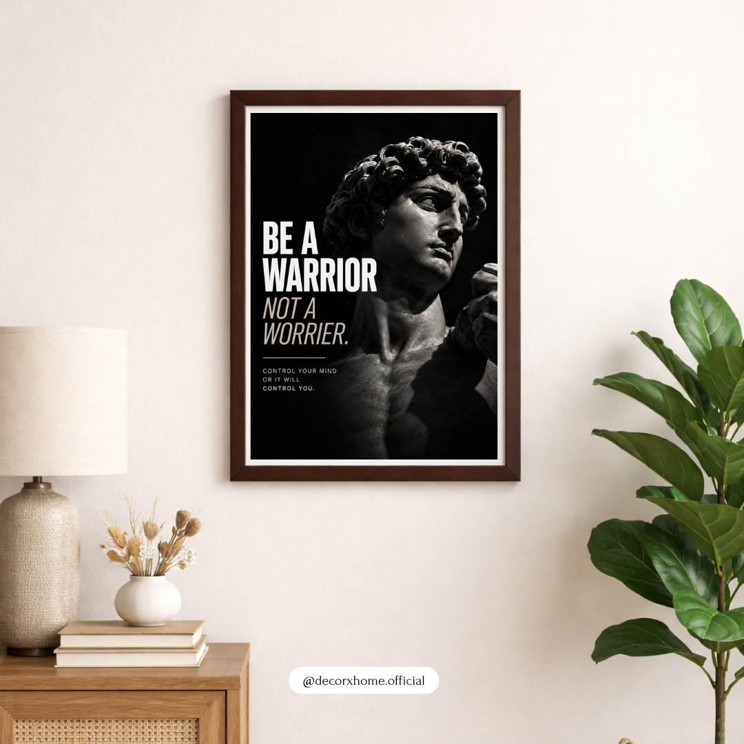 Be a Warrior, Not a Worrier – David Statue Motivational Wall Poster | Decorexhome