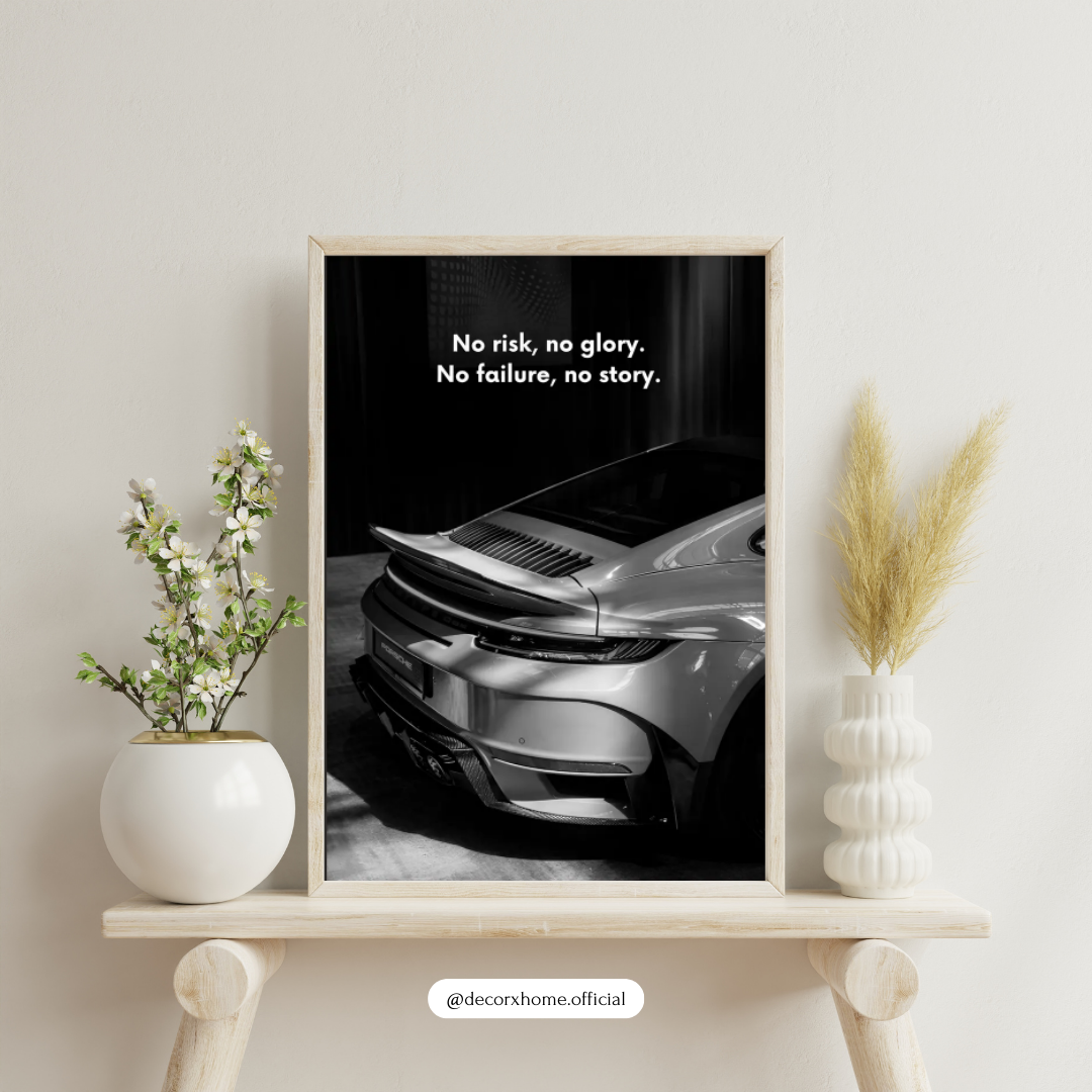 No Risk No Glory – Luxury Car Motivational Poster | Decorxhome