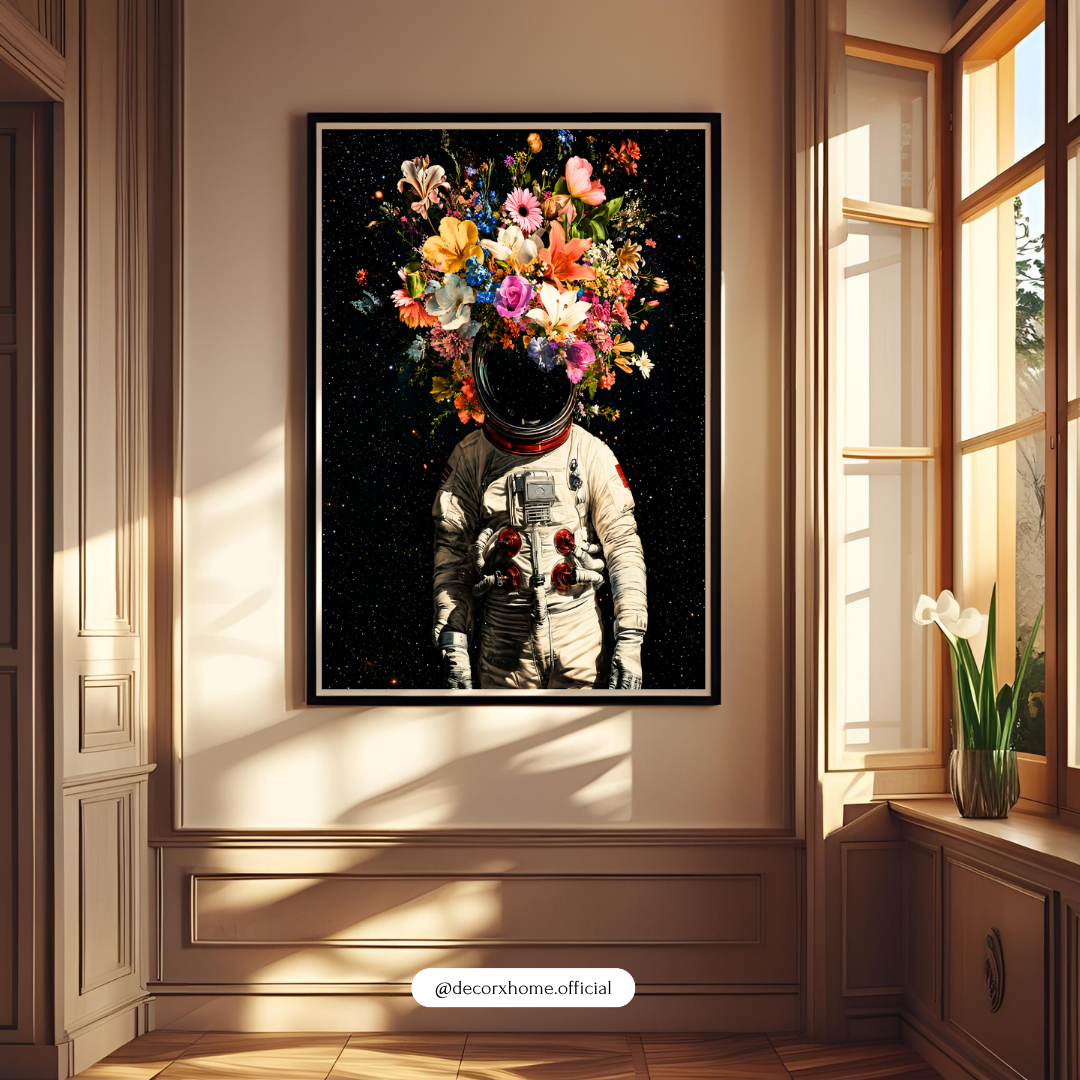 Floral Astronaut Poster | Surreal Space & Botanical Wall Art by DecorxHome