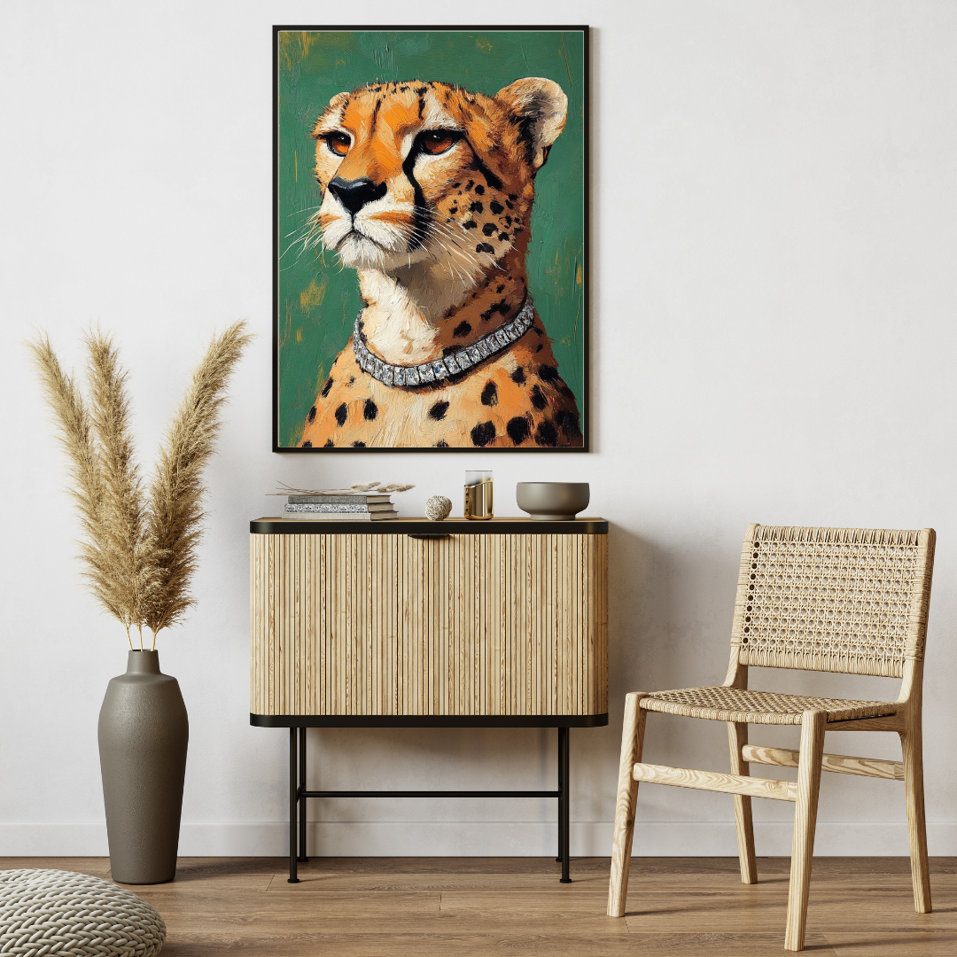 Elegant Cheetah Wall Art – Framed Animal Print for Modern Home & Office Decor