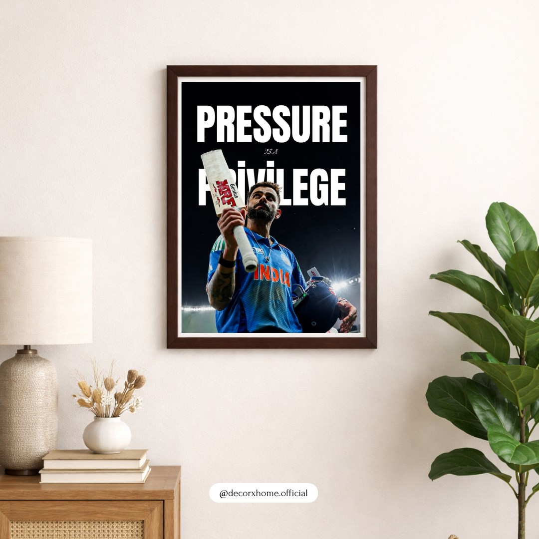 Pressure Privilege Cricket Poster | Indian Cricket Motivational Wall Art | Decorexhome