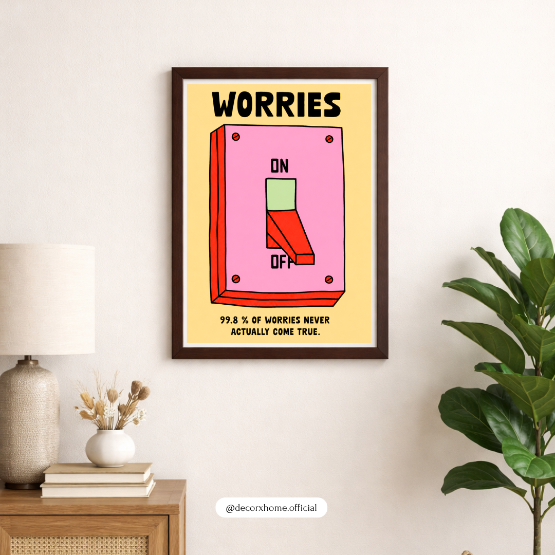 Worries Off Motivational Poster | Positive Mindset Typography Wall Art by DecorxHome