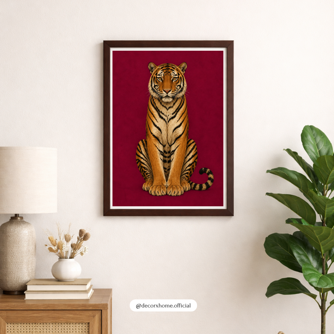 Royal Tiger Wall Art | Majestic Tiger Animal Poster | Luxury Wildlife Artwork | Modern Nature Wall Décor | Decorxho