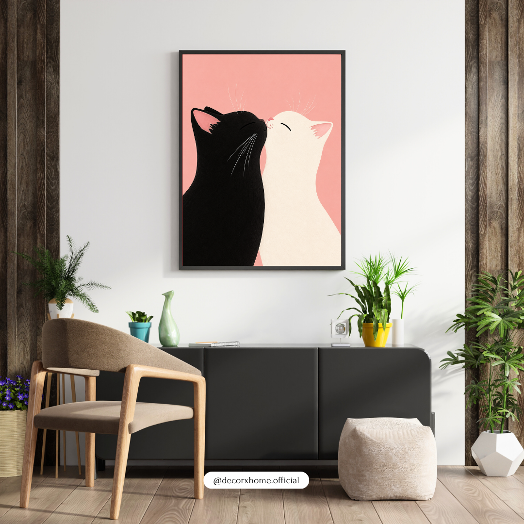 Decorxhome – Minimalist Love Cats Wall Art Poster