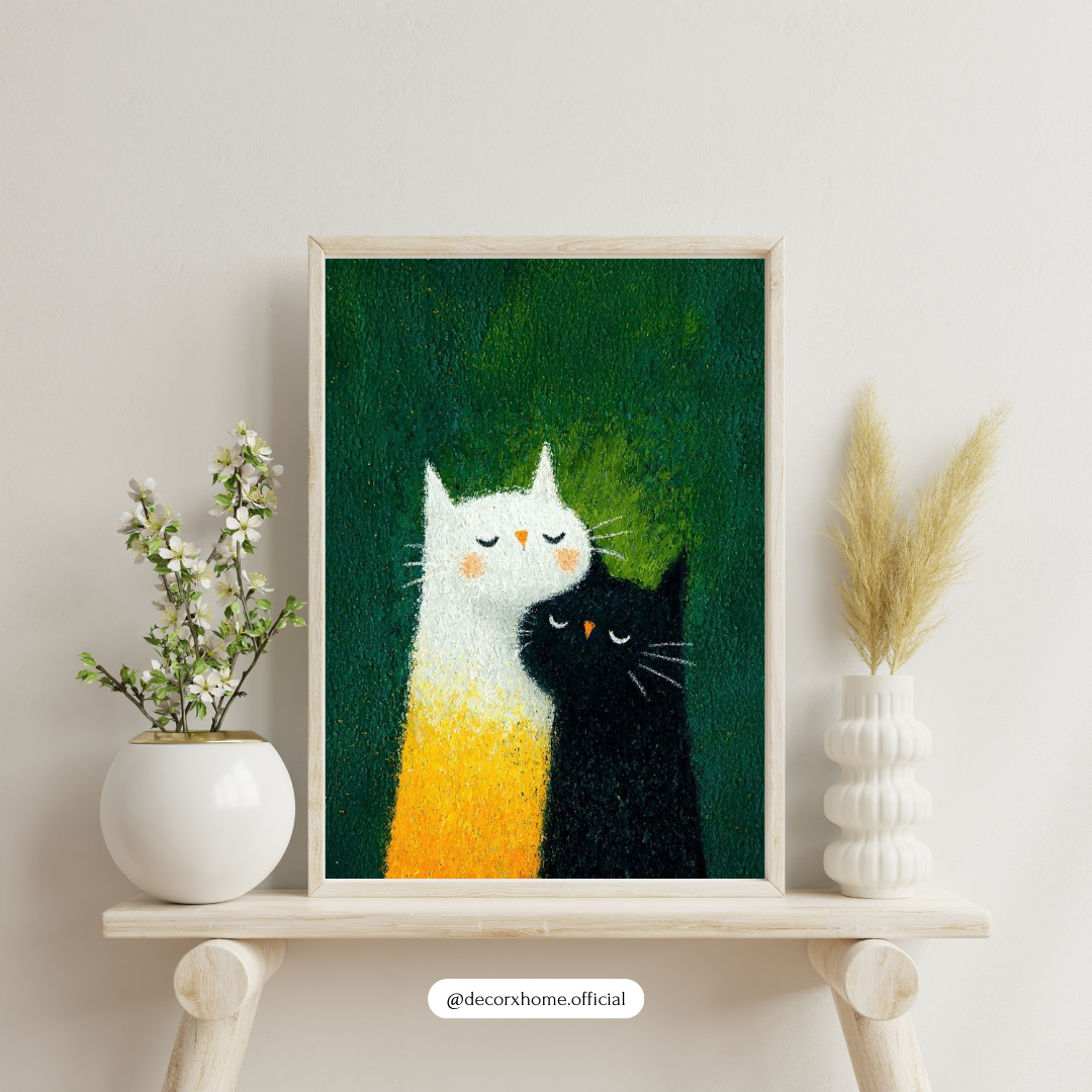 “Together Forever” – Cute Cat Art Wall Poster by Decorxhome