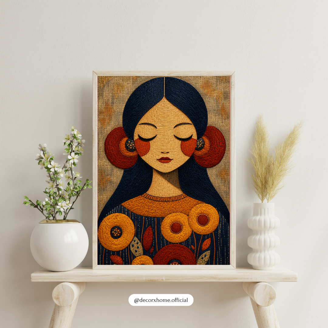 Boho Floral Woman Portrait Wall Art Poster | Modern Abstract Feminine Artwork | Aesthetic Bohemian Print | Decorexhome