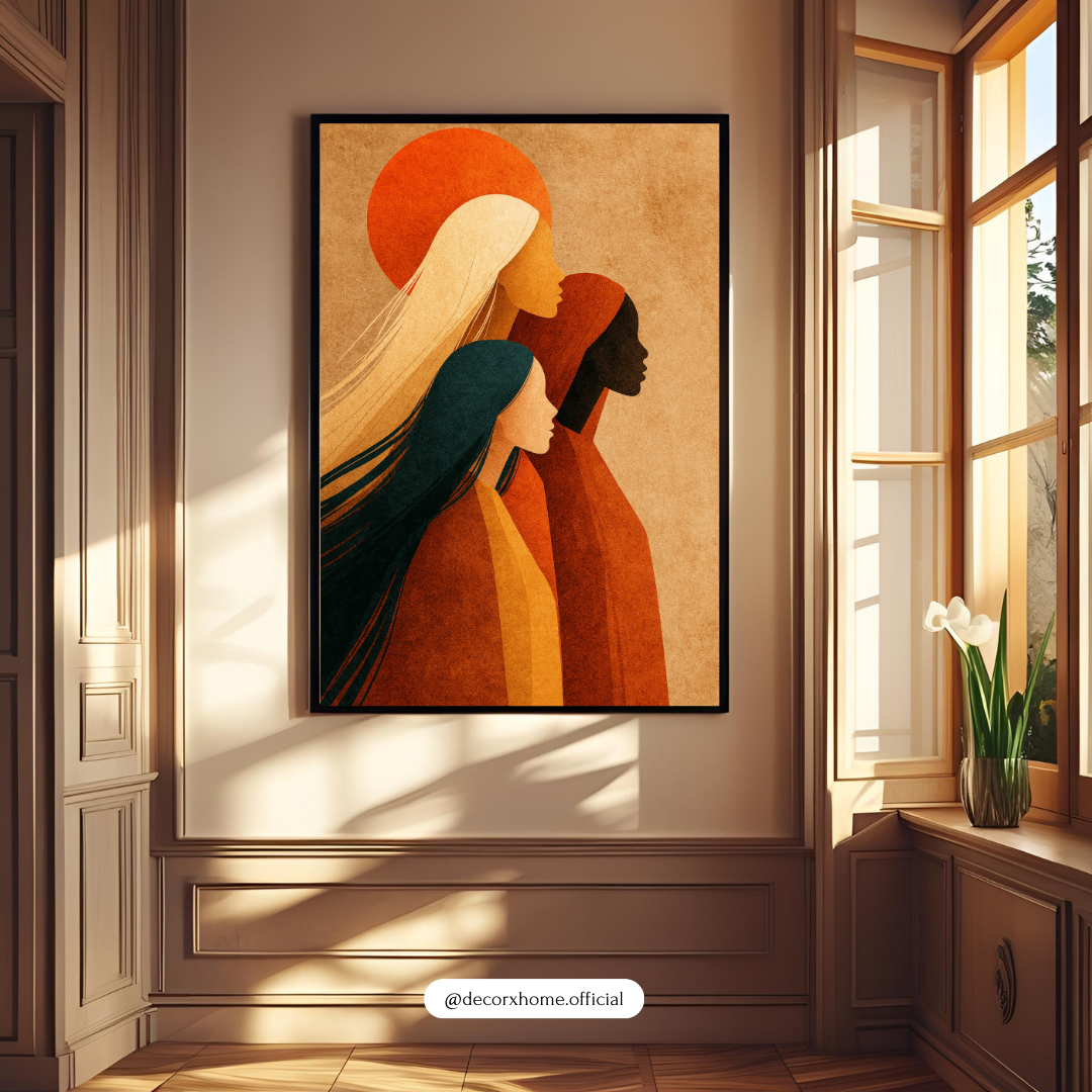 Sisterhood Abstract Art Poster – Women Empowerment Minimal Wall Decor