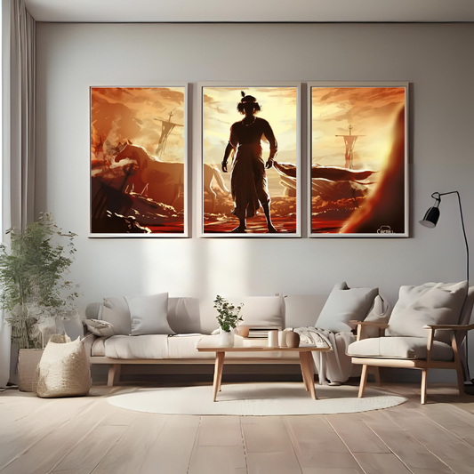 Warrior of Legends Krishna – 3 Panel Split Poster Wall Art ⚔️🔥