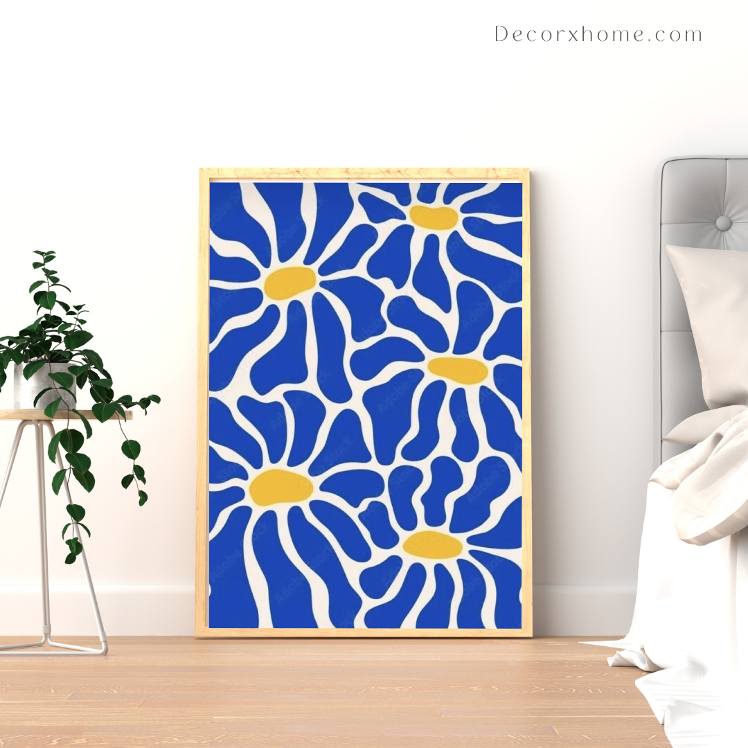 Blue Bloom Harmony – Abstract Floral Pattern Wall Poster
