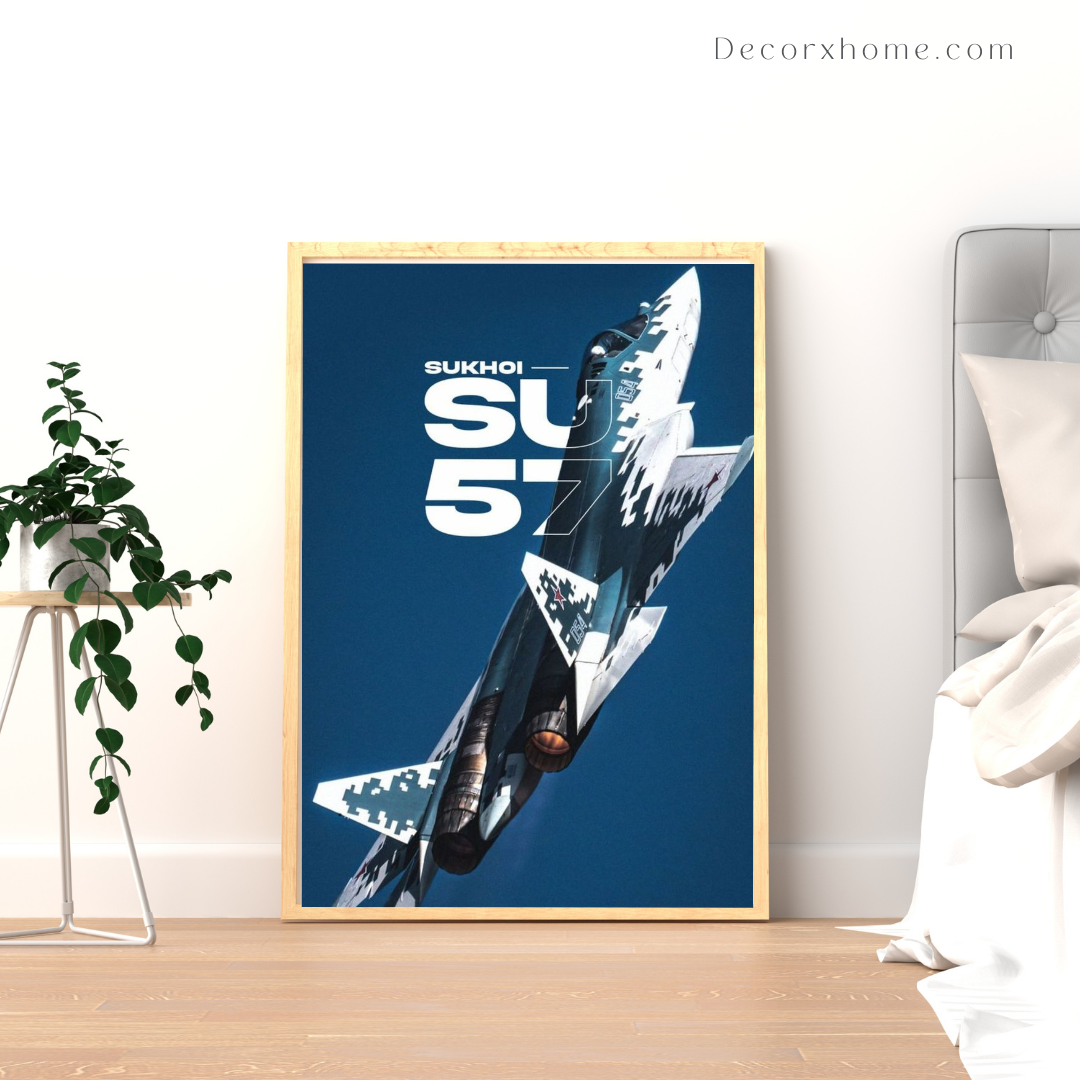 Sukhoi SU-57 Stealth Fighter Jet – Premium Aviation Wall Poster