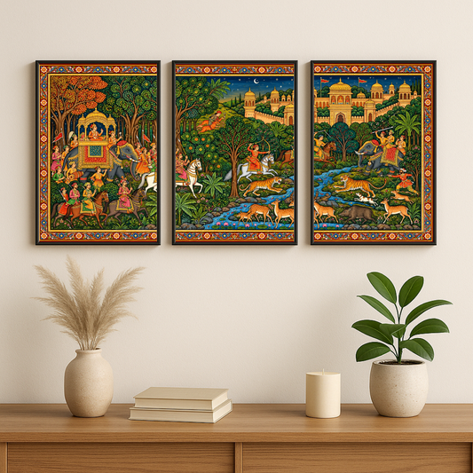 Indian Mughal Heritage Art Poster | Royal Palace & Wildlife Wall Art | Decorexhome