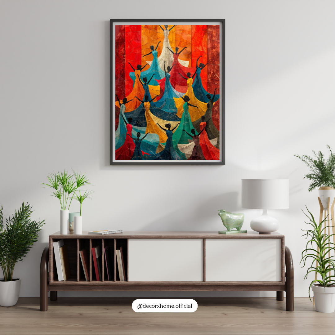 Colorful Dancers Abstract Poster – Vibrant Movement Art Wall Decor