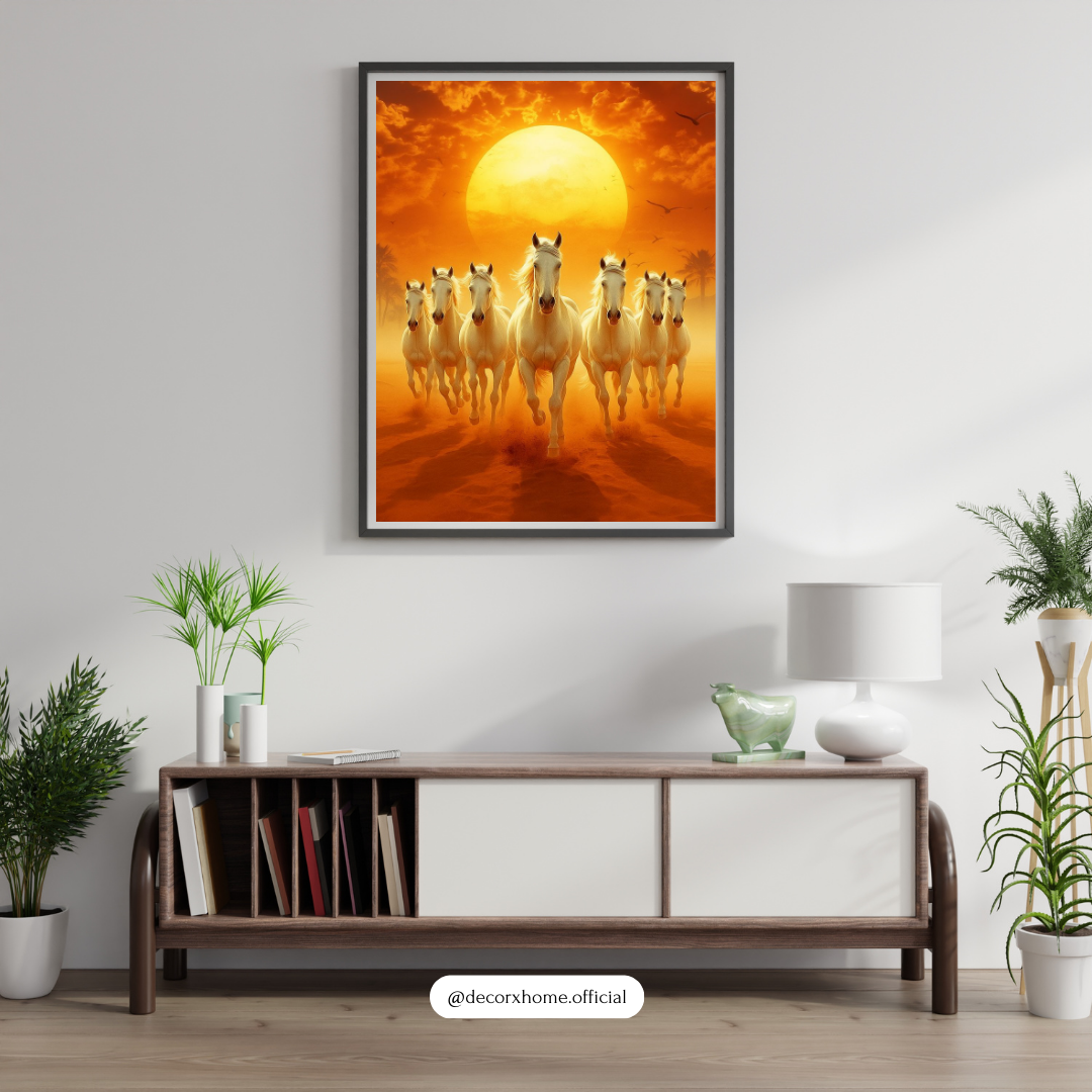 Seven Running Horses Poster – Prosperity & Positive Energy Wall Art