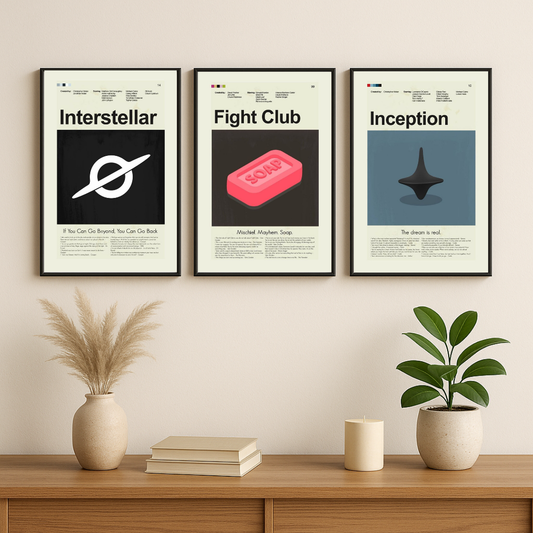 Cinema-Inspired Minimalist Wall Poster Set (Set of 3) – Modern Movie Art by Decorxhome