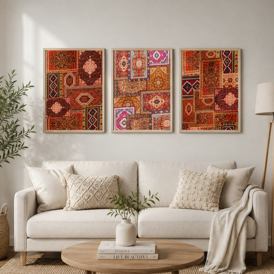 Persian Rug Mosaic Wall Art – Traditional Oriental Carpet Collection