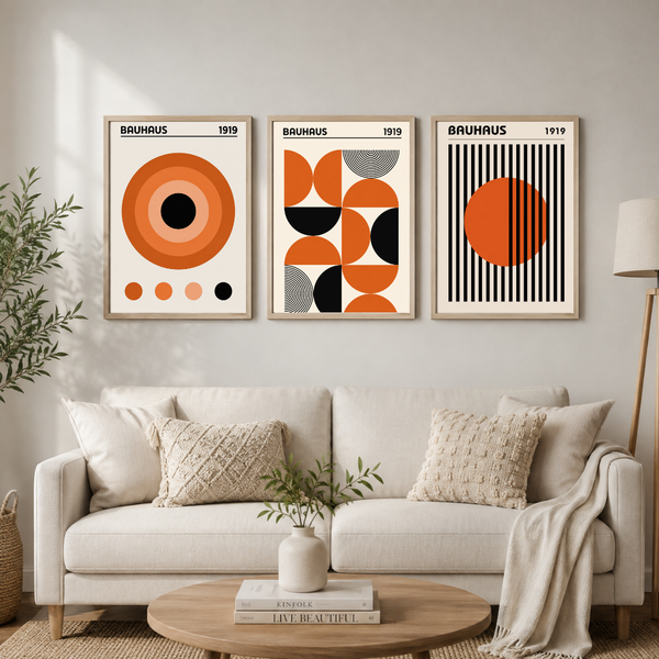 Bauhaus 1919 – Geometric Abstract Wall Art Set of 3