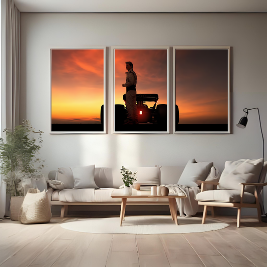 F1 Sunset – 3 Panel Split Poster Wall Art 🏎️🌅