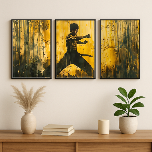 Martial Arts Legend – 3 Panel Split Poster Wall Art 🥋🔥