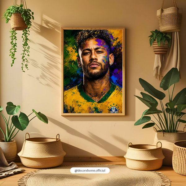 Neymar Jr. Brazil Football Abstract Portrait Wall Art