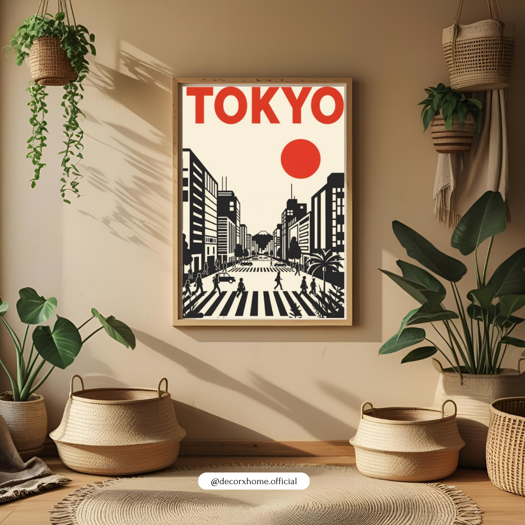 Tokyo Cityscape Minimal Art Poster – Japanese Urban Aesthetic Wall Decor