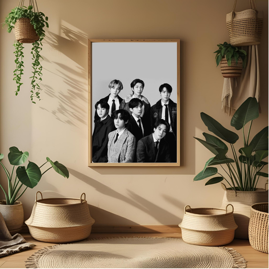 Monochrome BTS Wall Poster 🎶 | Modern Home Décor