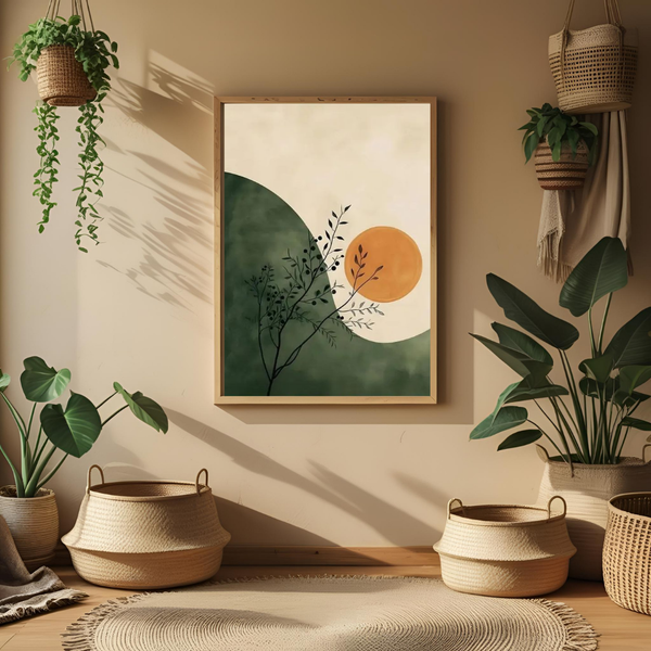 Boho Botanical Balance – Framed Wall Art Print for Living Room, Bedroom &amp; Office Decor