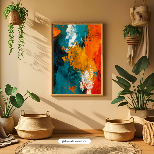 Abstract Color Splash Wall Art Poster – Modern Bold Canvas Print | Contemporary Aesthetic Decor (Framed)