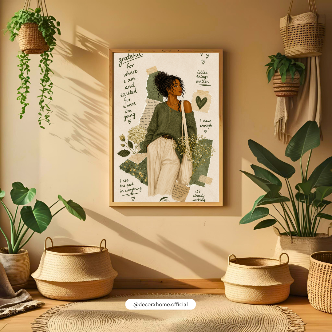 Gratitude & Growth Affirmation Poster – Inspirational Self-Love Wall Art
