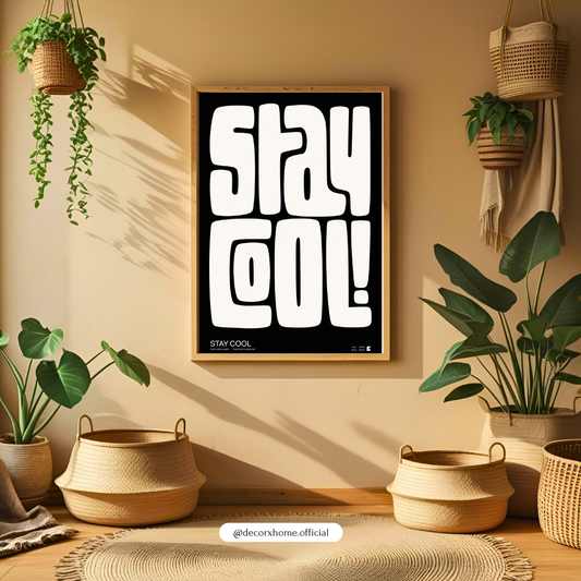Stay Cool Typography Poster | Minimalist Black & White Wall Art | Decorxhome