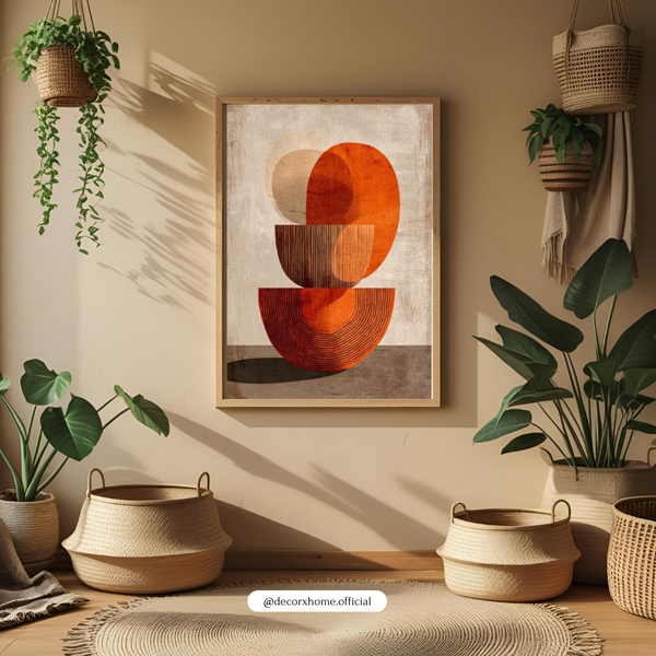 Abstract Terracotta Balance Wall Art Poster – Modern Geometric Minimalist Design | Decorxhome