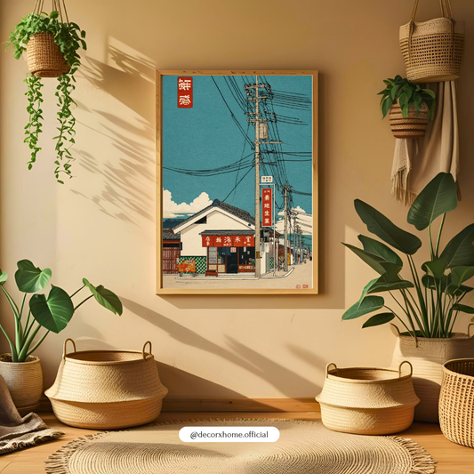 Japanese Street Art Poster | Vintage Japanese Cityscape Wall Art | DecorexHome