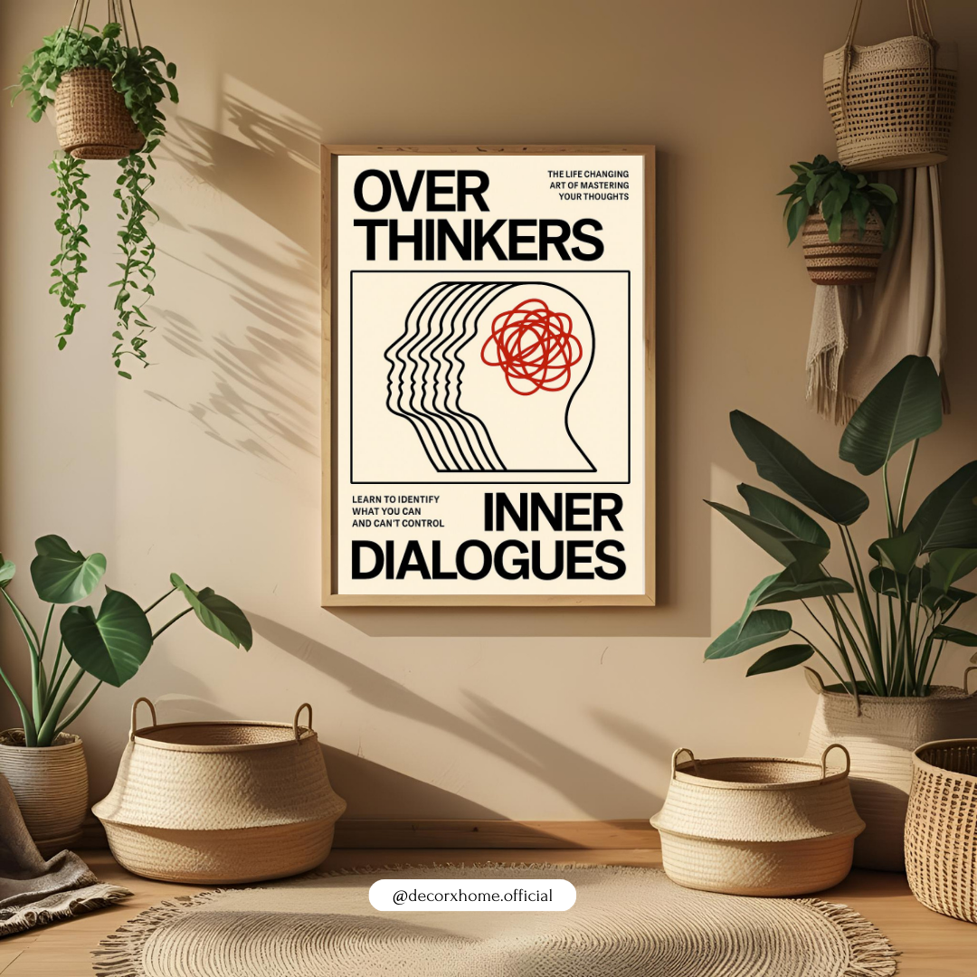 Overthinkers Inner Dialogues – Minimal Mental Wellness Wall Poster by Decorxhome