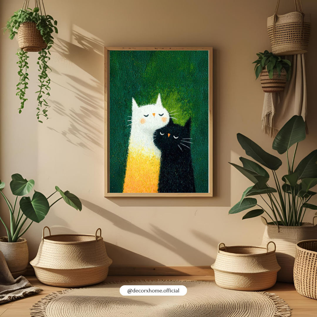 “Together Forever” – Cute Cat Art Wall Poster by Decorxhome