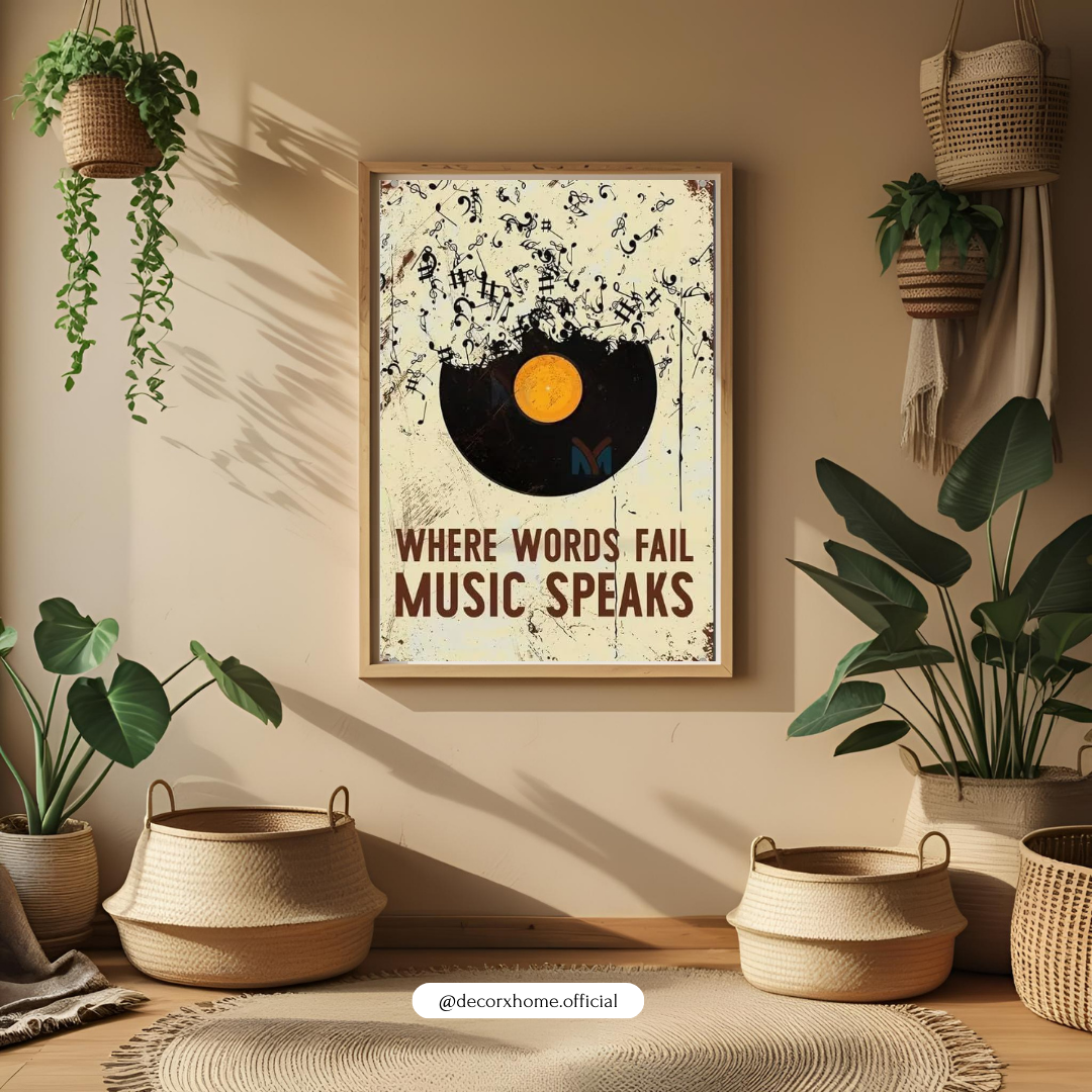 Where Words Fail, Music Speaks – Vintage Vinyl Art Wall Poster