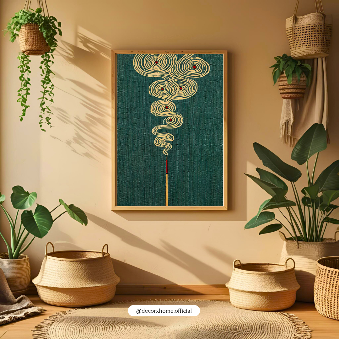 Abstract Incense Smoke Art Poster – Zen Minimalist Meditation Wall Art | Decorxhome