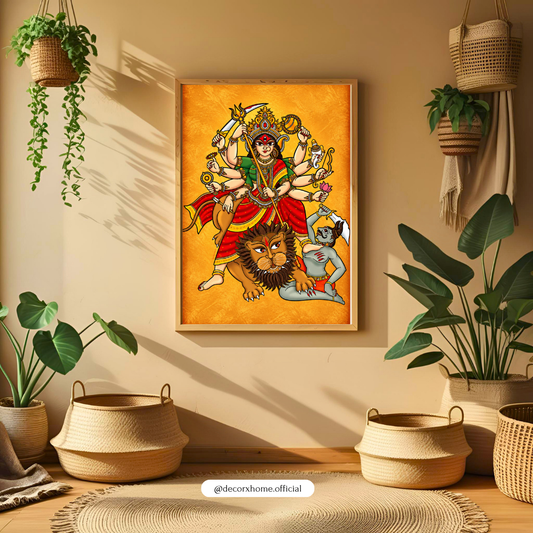 Maa Durga Divine Power & Protection Wall Art | Traditional Hindu Goddess Poster | Decorxhome