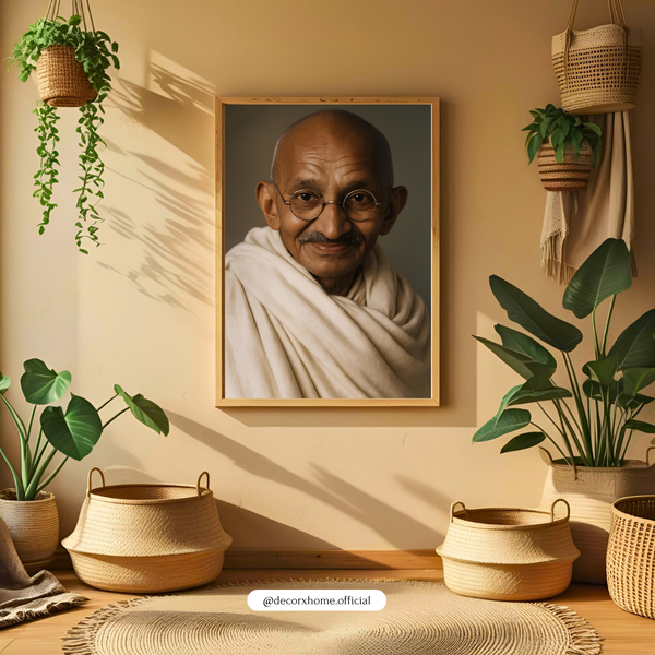 Mahatma Gandhi Portrait Wall Art | Inspirational Indian Icon Framed Poster