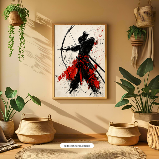 Shadow Archer Samurai Poster – Japanese Warrior Ink Art Wall Decor