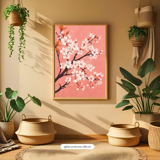 Decorxhome – Sakura Blossom Pink Floral Wall Art Poster