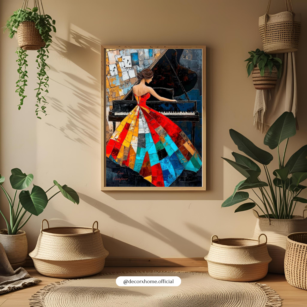 Colorful Pianist Art Poster – Elegant Musical Abstract Wall Decor