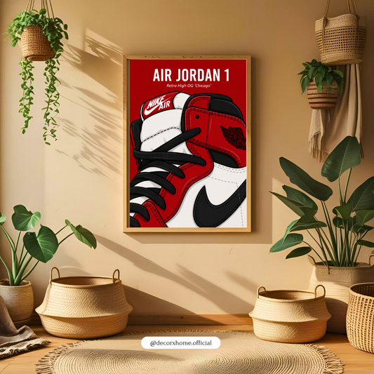 Red Sneaker Wall Art Poster – Streetwear Aesthetic Canvas Print | Hype Style Room Decor (Framed)