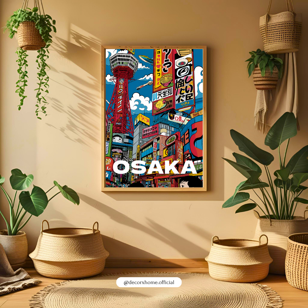 Osaka Japan Travel Poster | Vibrant Japanese Cityscape Wall Art by DecorxHome