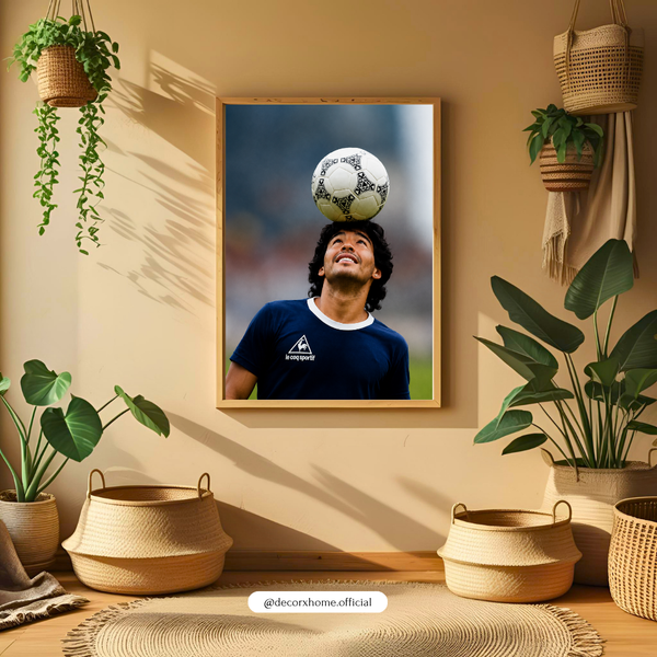 Football Legend Balancing Ball Poster | Vintage Soccer Icon Wall Art | Decorxhome
