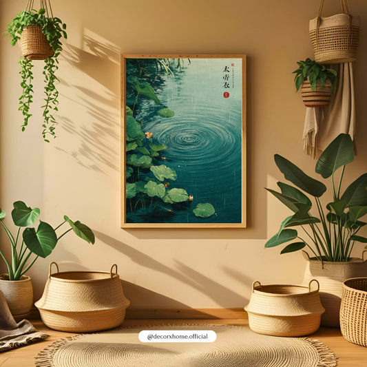Japanese Zen Lotus Pond Poster | Serene Nature Landscape Wall Art by DecorxHome
