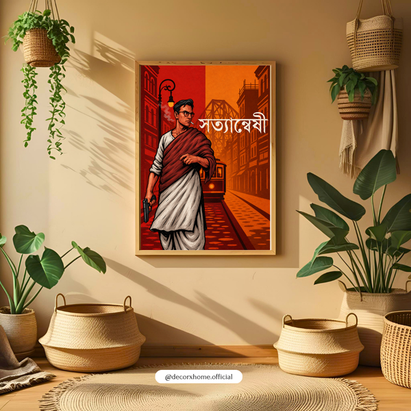 Satyajit Ray Vintage Poster | Bengali Cinema Wall Art | Kolkata Art Decor | Decorxhome
