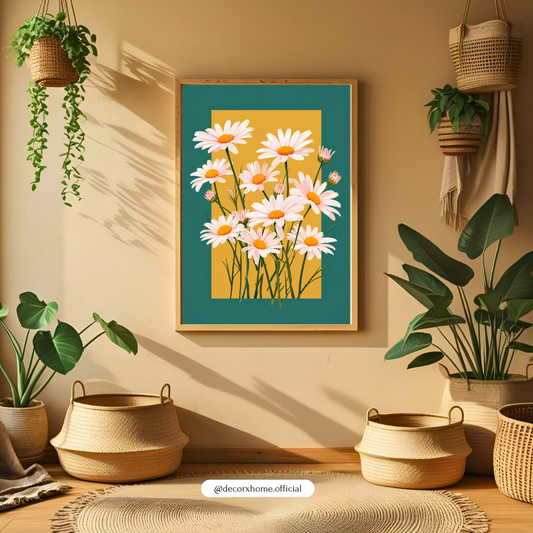 Blue & Beige FlorDaisy Flower Wall Art Poster | Teal & Mustard Yellow Floral Aesthetic – Decorxhomeal Abstract Wall Art | Modern Aesthetic Poster – Decorxhome (Copy)