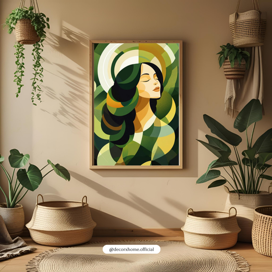 Green Abstract Woman Art Poster – Modern Minimal Aesthetic Wall Decor