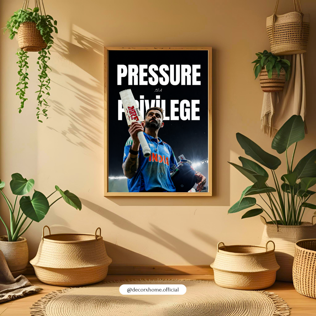 Pressure Privilege Cricket Poster | Indian Cricket Motivational Wall Art | Decorexhome