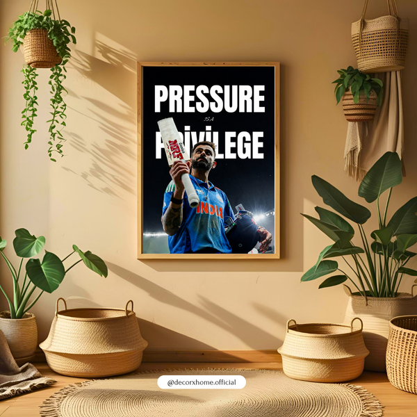 Pressure Privilege Cricket Poster | Indian Cricket Motivational Wall Art | Decorexhome